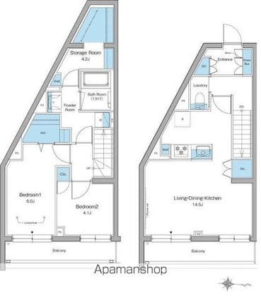 ルフォンリヴェント杉並永福[2SLDK/73.37m2]の間取図