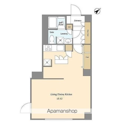 ミリアレジデンス南麻布[1R/44.75m2]の間取図