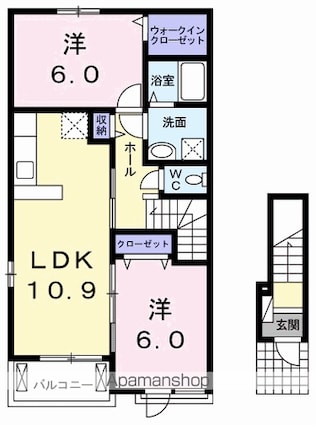 グランドソレーユＡ[2LDK/57.21m2]の間取図