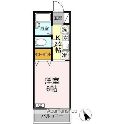 トゥインクルコート大町　５番館[1K/20.03m2]の間取図