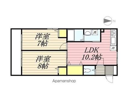 エイデンビル北久米[2LDK/53.46m2]の間取図