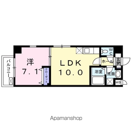 ヴィラージュ経堂[1LDK/38.84m2]の間取図