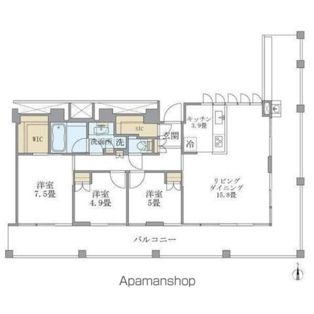 Ｂｒｉｌｌｉａ　ｉｓｔ　中野セントラルパーク[3LDK/86.55m2]の間取図