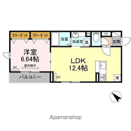 セレスティア荒川[1LDK/42.84m2]の間取図