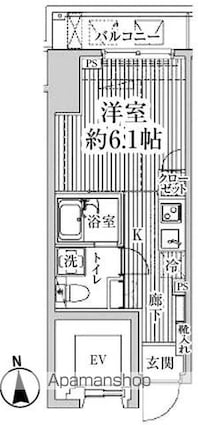 ＨＦ東中野レジデンス[1K/21.07m2]の間取図