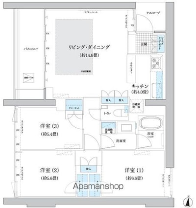 ガーデニエール砧　ＷＥＳＴ[3LDK/79.3m2]の間取図