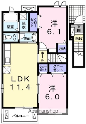エテルノ・アロッジオ弐番館[2LDK/57.07m2]の間取図