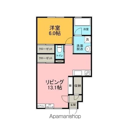 フェリオ石江[1LDK/46.73m2]の間取図