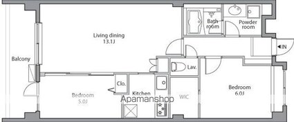 レジディア祐天寺[2LDK/60.11m2]の間取図