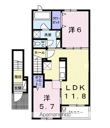 キャンディハウスＥ[2LDK/56.68m2]の間取図
