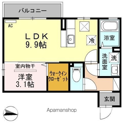 ロベール近江[1LDK/34.76m2]の間取図