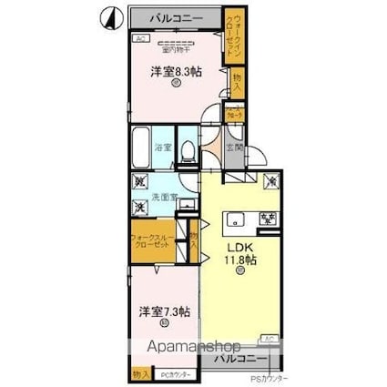ＤーＲＯＯＭ和歌山黒田[2LDK/70.79m2]の間取図