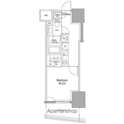 ザ・パークハビオ本郷菊坂[1K/25.72m2]の間取図