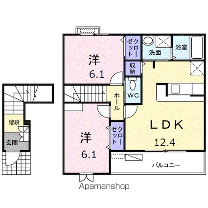 アクアパレス[2LDK/59.09m2]の間取図