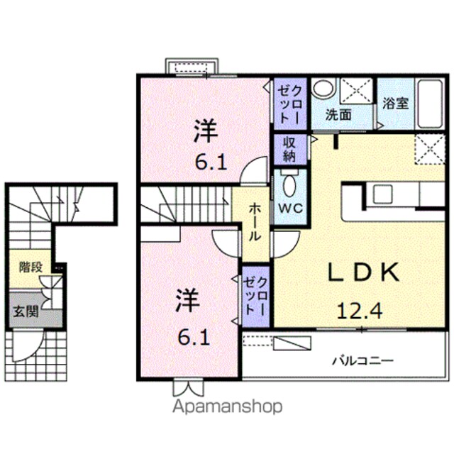 アクアパレス[2LDK/59.09m2]の間取図