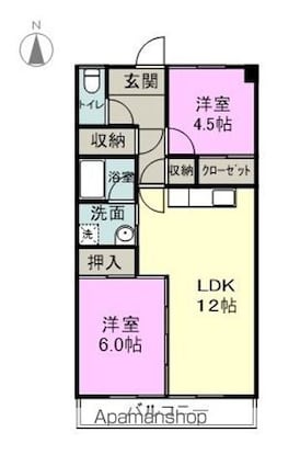 メゾン西中屋[2LDK/51m2]の間取図
