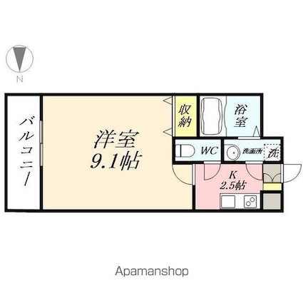 Ｖｅｎｔ　ｖｅｒｔ[1K/27.01m2]の間取図