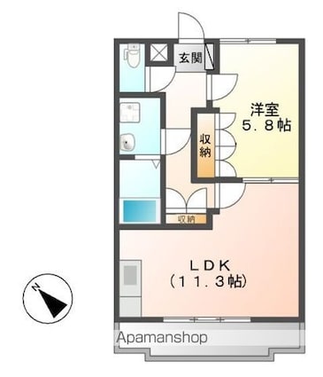 グランクール[1LDK/44m2]の間取図