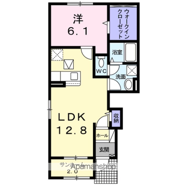 グランツ下津野[1LDK/50.13m2]の間取図