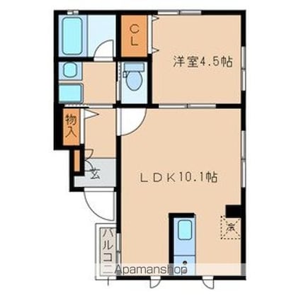 ヴィラージュ加美平[1LDK/34.35m2]の間取図