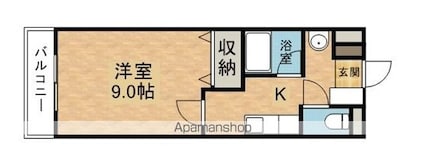 クレアール桜木[1K/28.9m2]の間取図
