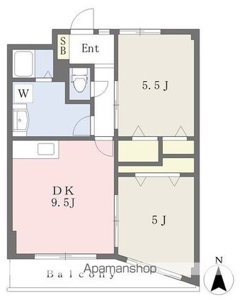 ピカデリーサーカス７ラックⅡ[2DK/46.7m2]の間取図