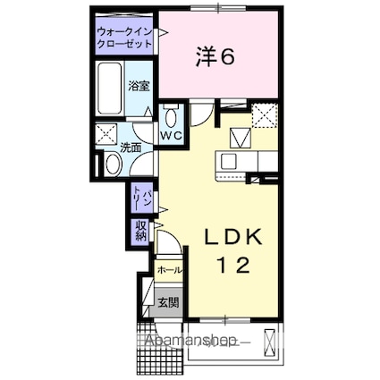 グラン・ソレイユ　Ａ棟[1LDK/44.55m2]の間取図