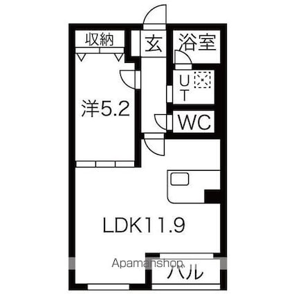 ホリーステージ城山[1LDK/40.25m2]の間取図