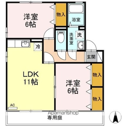 Ｙ．サイレントビレッジ山越[2LDK/55.41m2]の間取図