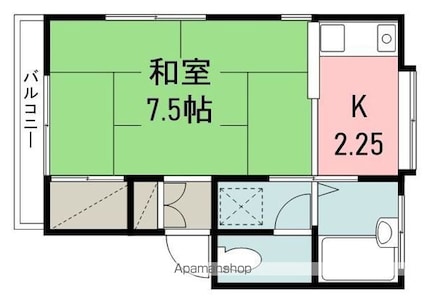 レジデンス大[1K/23.9m2]の間取図