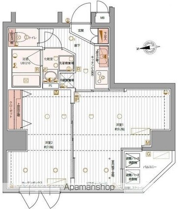 パティーナ上野[2K/40.61m2]の間取図