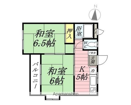 石手ハイツ幸[2K/32.7m2]の間取図