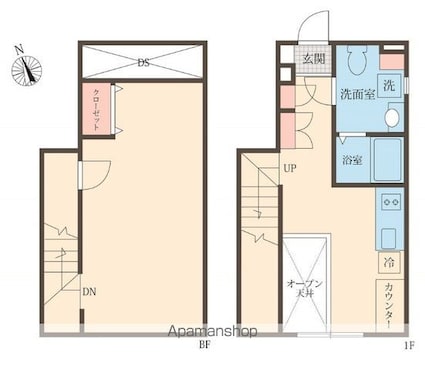東京都大田区蒲田２丁目[1DK/44.02m2]の間取図
