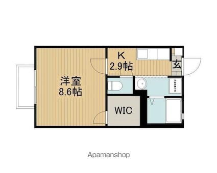 レオンＫ[1K/26.46m2]の間取図