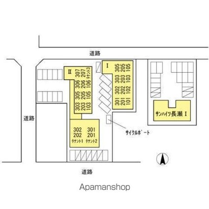 長瀬マンション　Ⅱ棟[2DK/47.45m2]の配置図