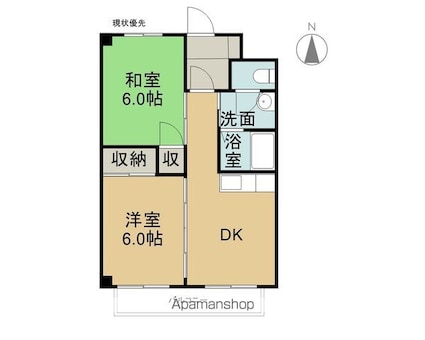 ウエストハイツ[2DK/40m2]の間取図