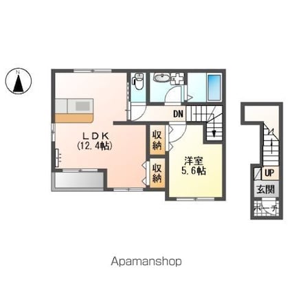 岐阜県岐阜市大菅南[1LDK/47.86m2]の間取図
