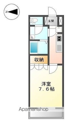 メゾンドラスリーズ[1K/26.25m2]の間取図