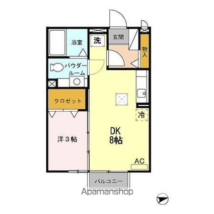 ノワ・ルーナ渚　ＡＢ[1DK/29.44m2]の間取図