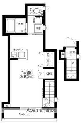 東京都新宿区若葉２丁目[1K/28.65m2]の間取図