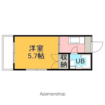 ドエル山崎Ⅱ[1K/17.39m2]の間取図