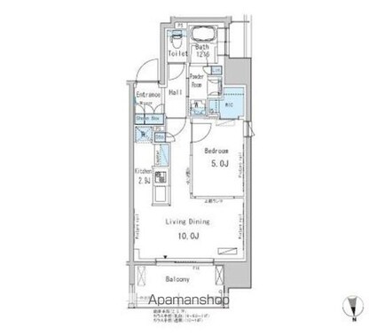 パークアクシス新御徒町Ｅａｓｔ[1LDK/44.26m2]の間取図