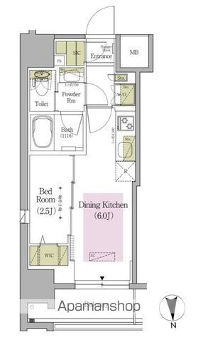 【新宿区早稲田鶴巻町のマンションの間取り】