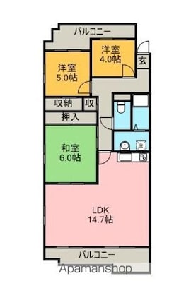 グランドヒルズ東海[3LDK/71.96m2]の間取図