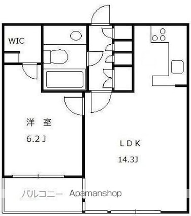祐天寺イースト[1LDK/49.08m2]の間取図