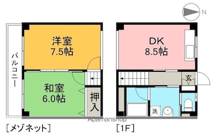 アーバンビレッジ鴨部Ⅱ[2DK/50.4m2]の間取図