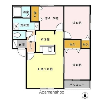 フォレストＩＩＩ[3LDK/68.91m2]の間取図