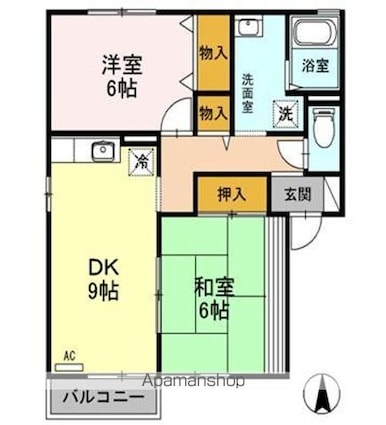 サンハイム　Ａ棟Ｂ棟[2DK/55.2m2]の間取図
