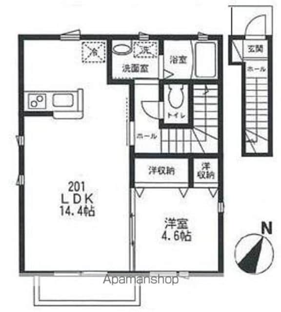 リブハイツ[1LDK/44.26m2]の間取図