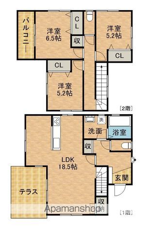 浜松市中央区 2階建 築5年の間取り写真